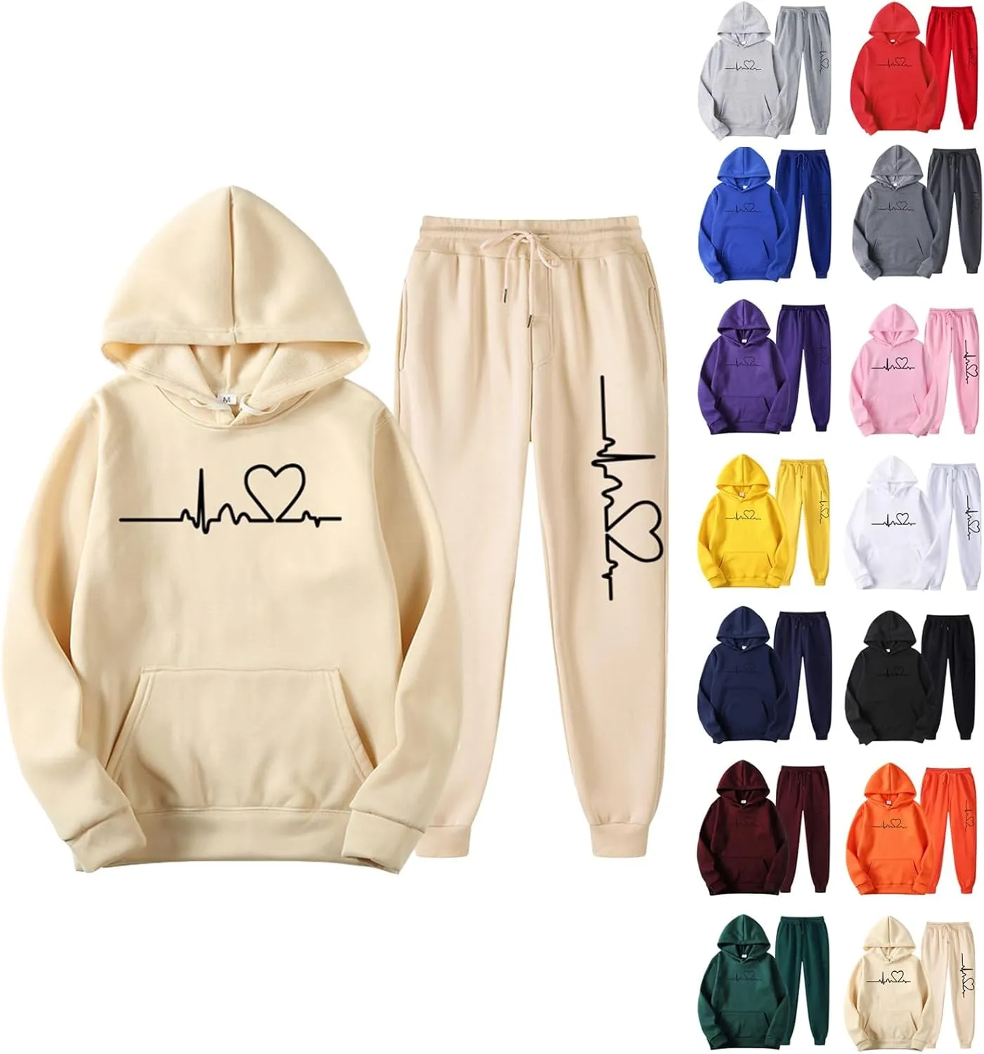 Womens 2 Piece Outfits Casual Hoodie Sweatsuit Sets Oversized Sweatshirt Baggy Fashion Sweatpants Sports Tracksuits