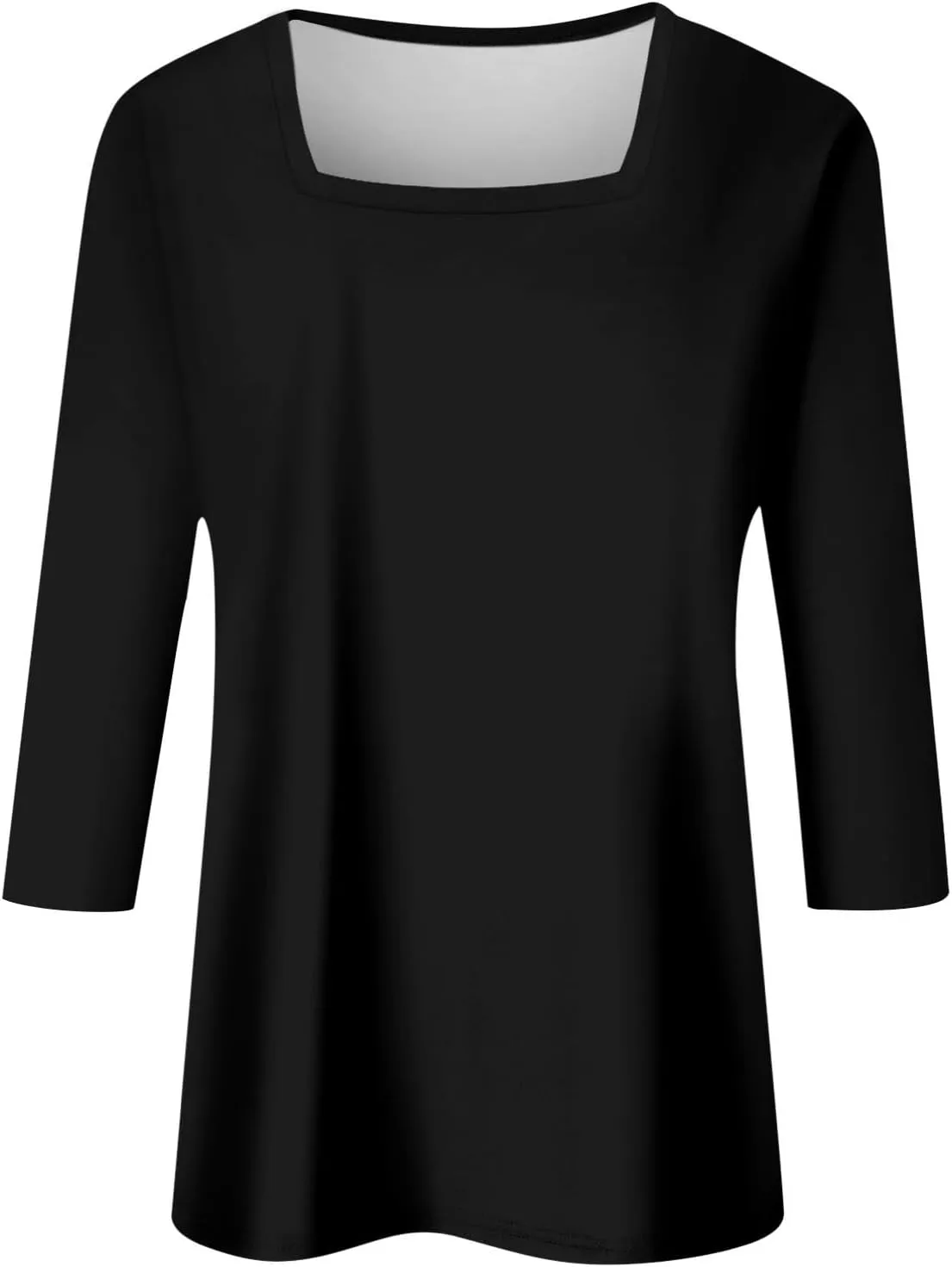 Womens 3/4 Sleeve Tops and Blouses Square Neck Holiday Cute Shirts Dressy Casual Three Quarter Workout Tunic Tops