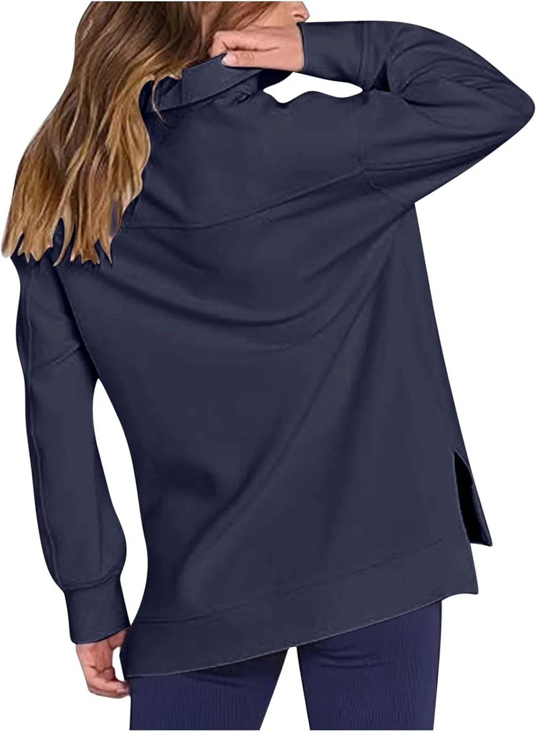 Womens 3/4 Zip Pullover Stand Collar Half Zip Sweatshirt with Pocket Casual Loose Fit Tunic Tops 2025 Spring Outfits