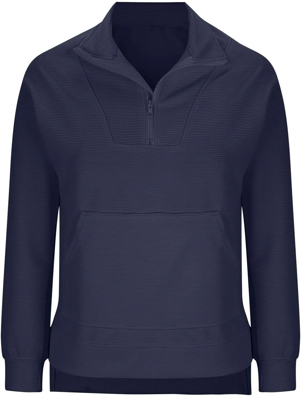 Womens 3/4 Zip Pullover Stand Collar Half Zip Sweatshirt with Pocket Casual Loose Fit Tunic Tops 2025 Spring Outfits