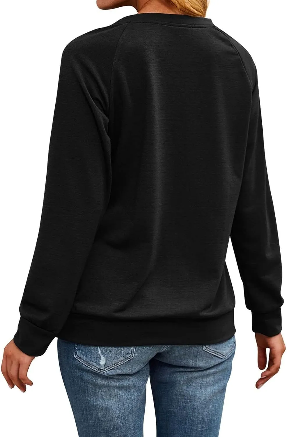 Women's Basic Hoddies Solid Color Cute Printed Loose Comfy Round Neck Long Sleeve Pullover Tunics Outdoor Running Tops
