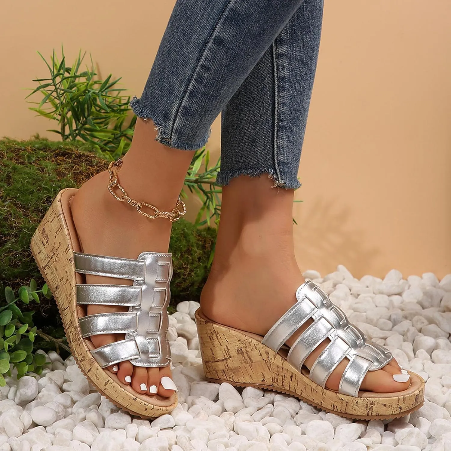 Women's Breathable Platform Sandals Breathable Open Toe Slingback Shoes Orthopedic Sandals with Arch Support