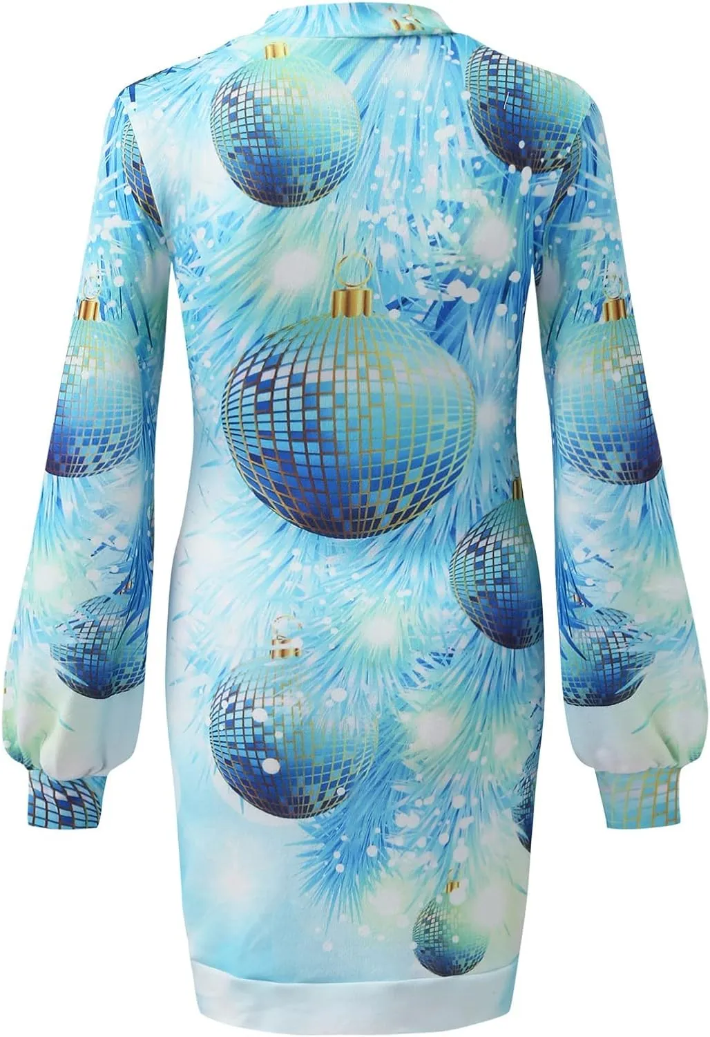 Women's Christmas Mid-Length Dress Colorful Print Slim Fit Casualutumn Long Sleeve Fashion Sweater Jumper Dresses