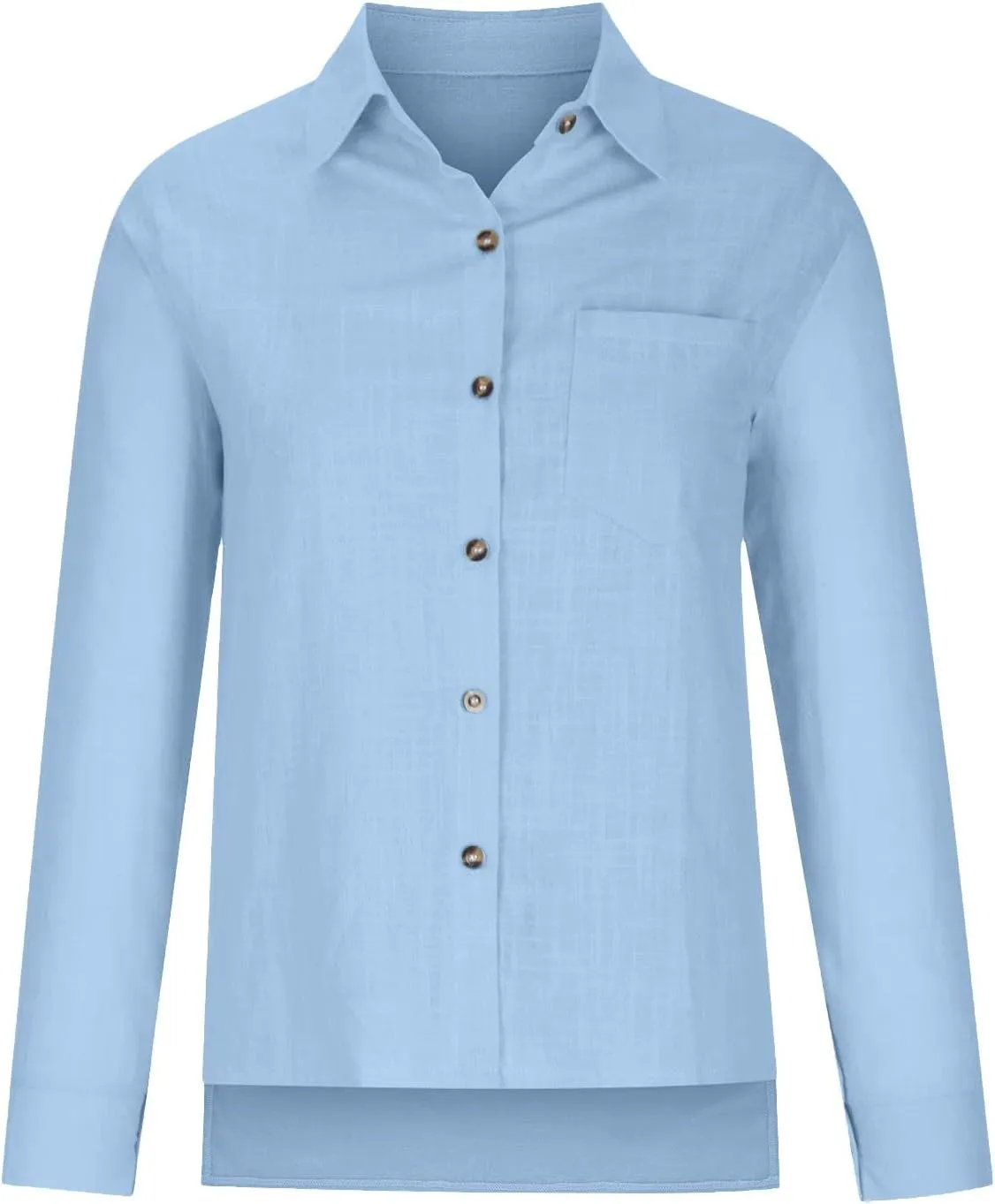 Womens Cotton Linen Button Down Shirt 2024 Spring Casual Long Sleeve Solid Color Shirts Loose Work Tops with Pockets