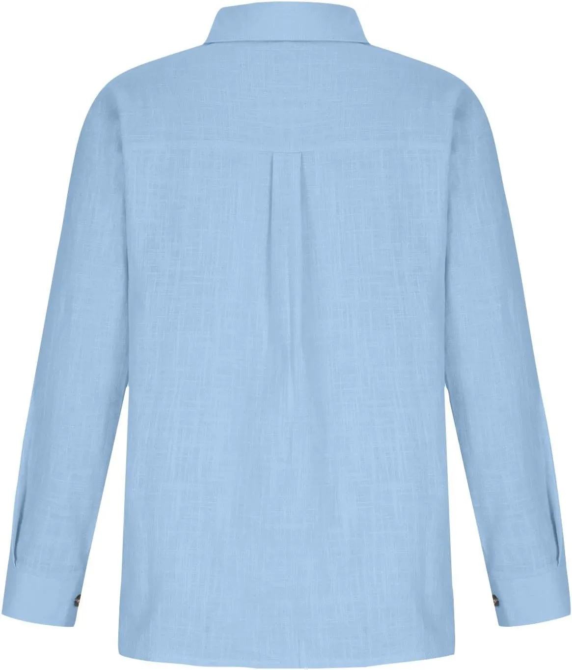 Womens Cotton Linen Button Down Shirt 2024 Spring Casual Long Sleeve Solid Color Shirts Loose Work Tops with Pockets