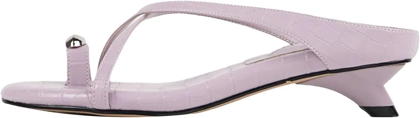 Women's Cow Leather Slip-On Mules - Med Heels Slingback, Summer Office Lady Casual