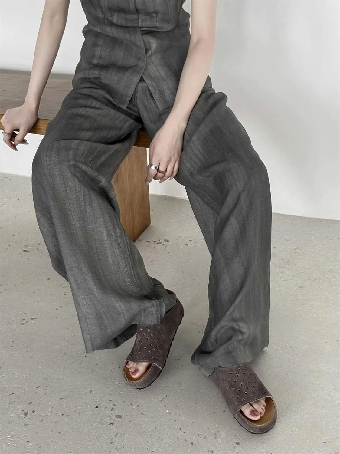 Women's Cow Leather Throwback-Inspired Mules - Med Heels Casual Summer Slingback Platform Slippers