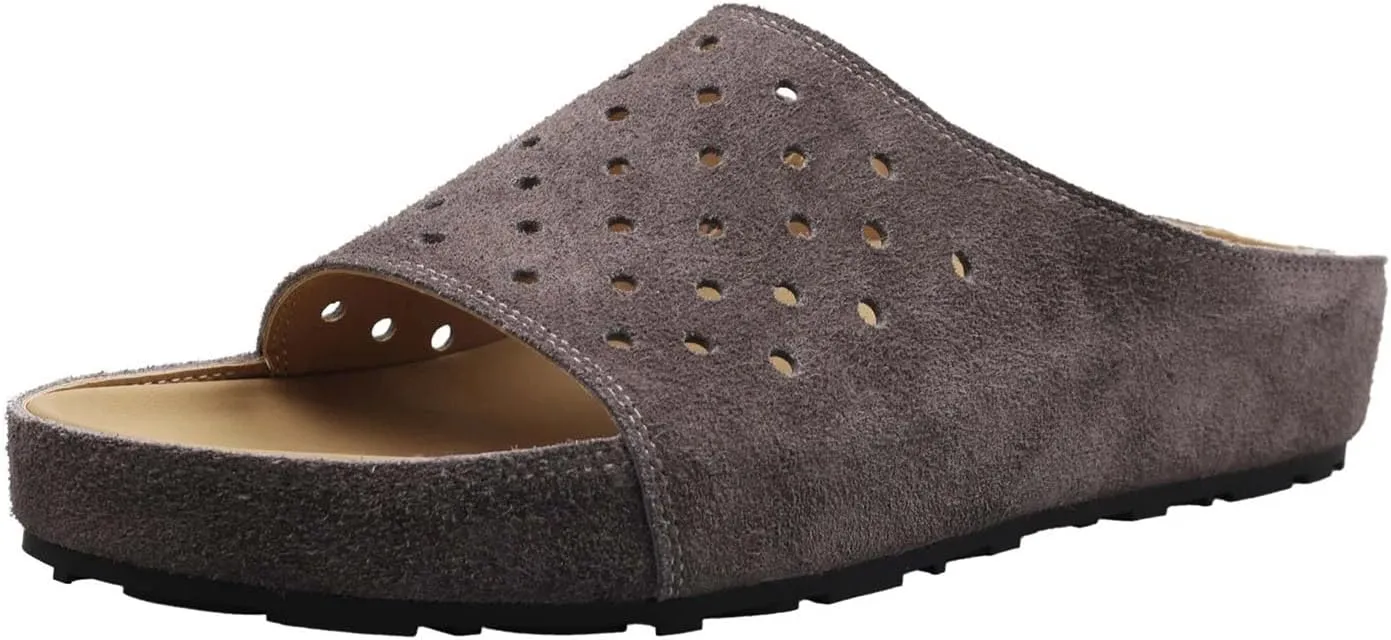 Women's Cow Leather Throwback-Inspired Mules - Med Heels Casual Summer Slingback Platform Slippers
