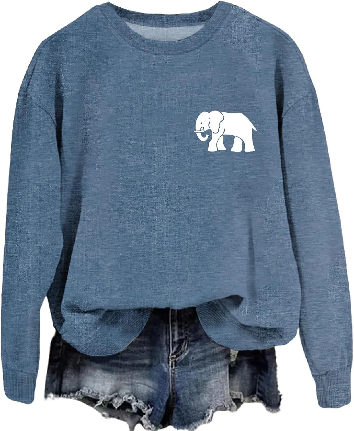 Womens Cute Elephant Graphic Sweatshirt Nature Animal Lover Shirt Funny Printed Long Sleeve Crewneck Pullover Tops