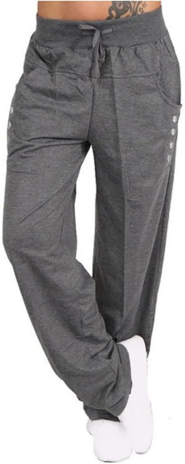 Womens Drawstring Sweatpants Casual High Waist Jogger Pants Comfortable Lounge Trousers Running Workout Jogging