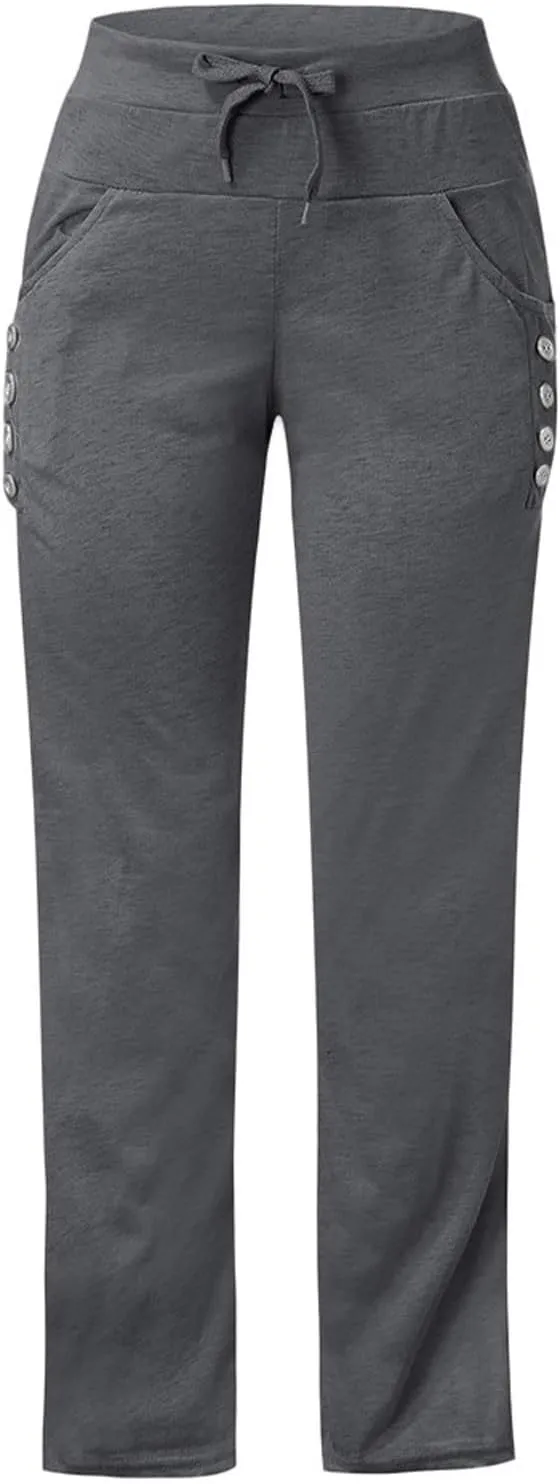 Womens Drawstring Sweatpants Casual High Waist Jogger Pants Comfortable Lounge Trousers Running Workout Jogging