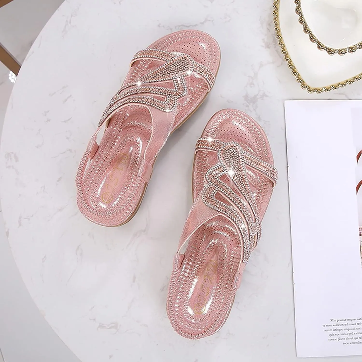 Womens Dressy Summer Sandals Flat Slides Comfortable Slip On Leather Open Toe Beach Bohemian Ankle Strap Elastic Walking Shoes