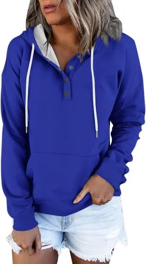 Women's Fashion Hoodies & Sweatshirts Trendy Casual Long Sleeve Hoodies Comfy Loose Solid Sweatshirt with Pockets