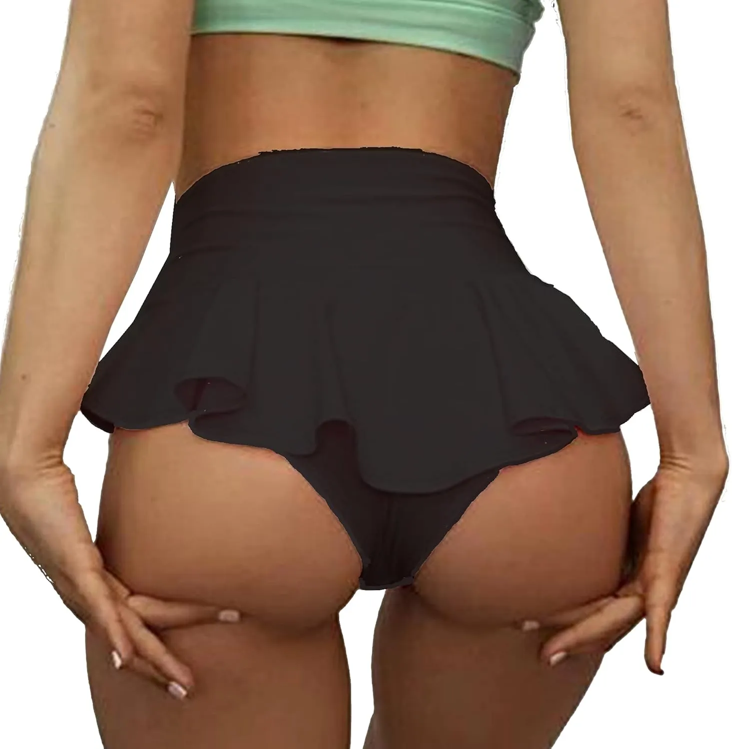 Women's High Waist Workout Gym Shorts Sexy Club Hot Pants Yoga Booty Shorts Dance Skirts