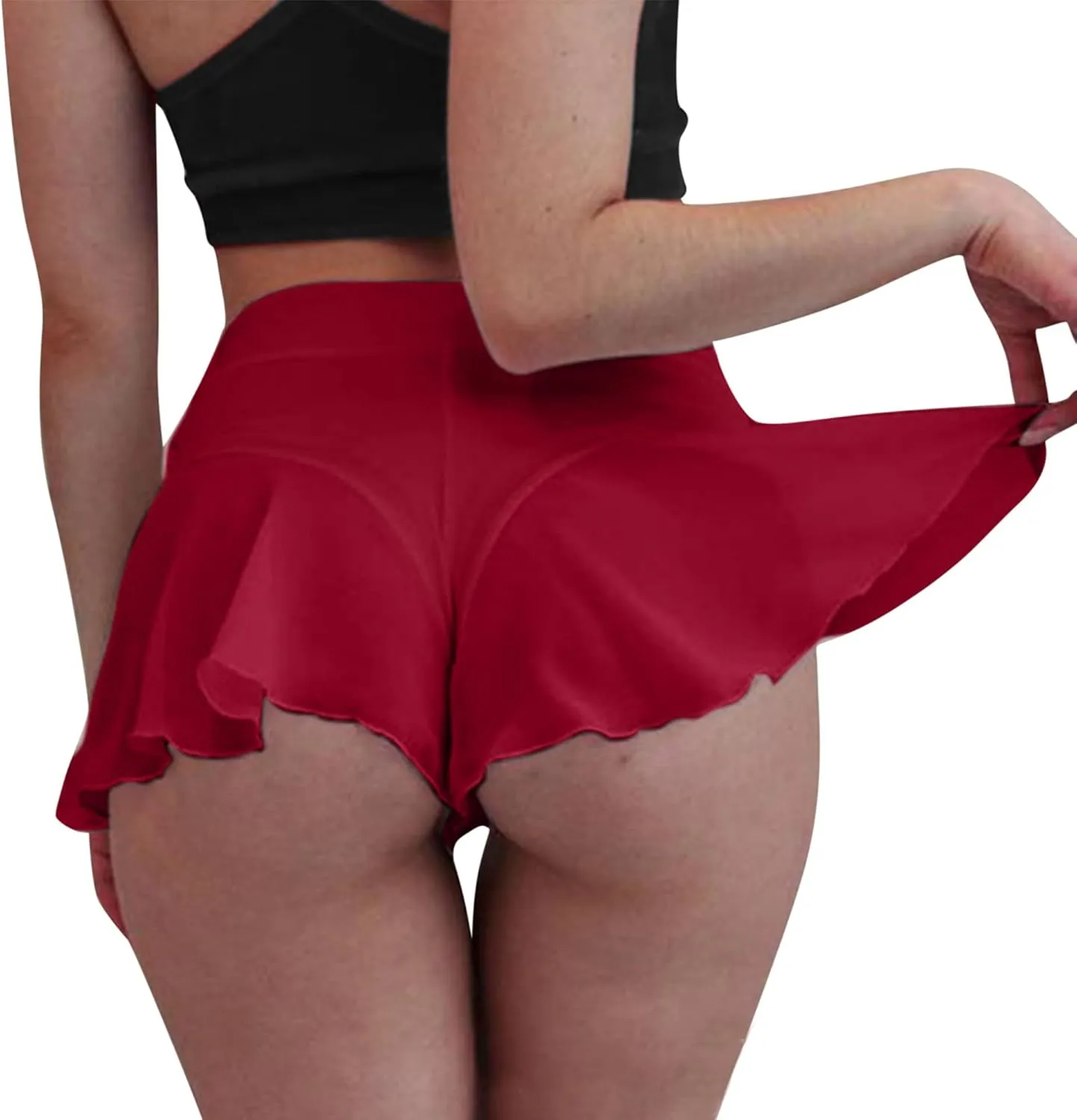 Women's High Waist Workout Gym Shorts Sexy Club Hot Pants Yoga Booty Shorts Dance Skirts