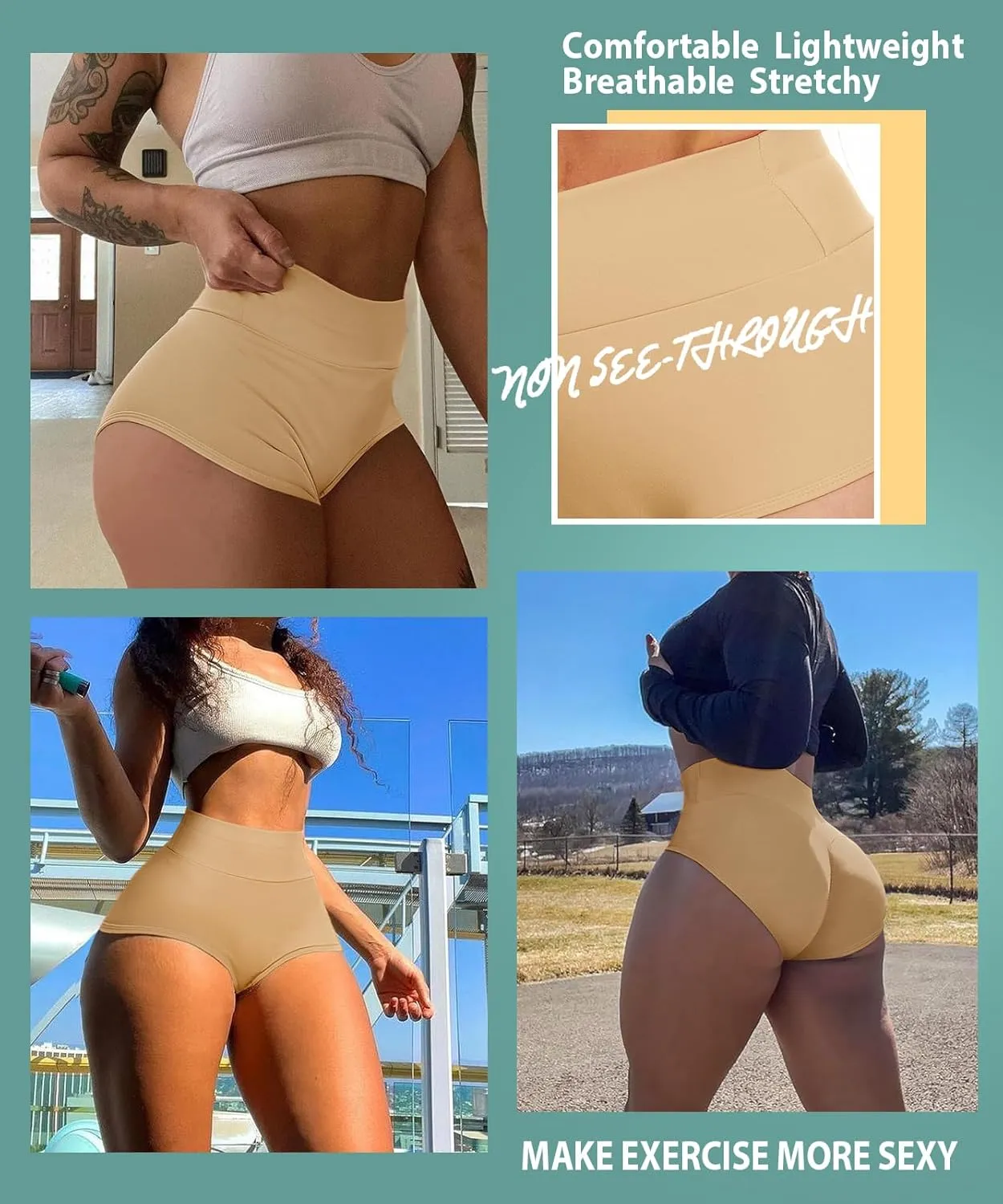 Women's High Waist Yoga Booty Shorts Workout Spandex Dance Hot Pants Butt Lifting Leggings Rave Outfits