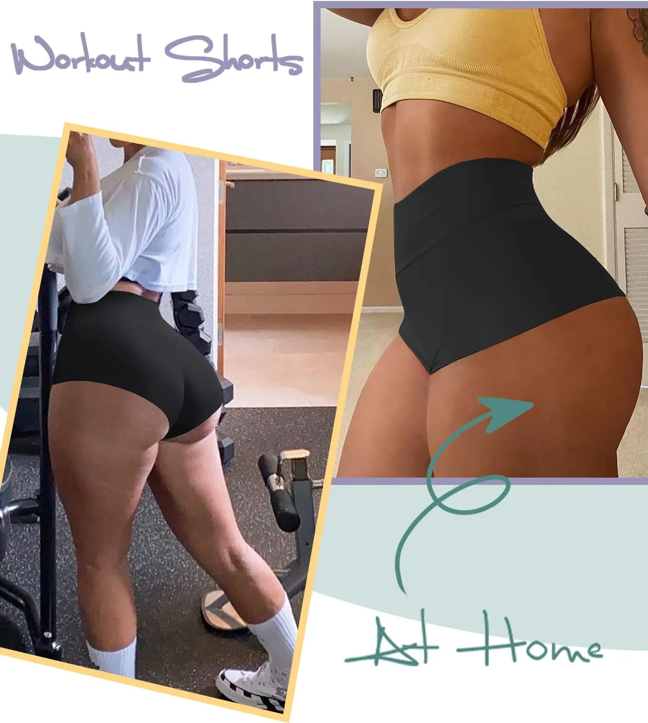Women's High Waist Yoga Booty Shorts Workout Spandex Dance Hot Pants Butt Lifting Leggings Rave Outfits