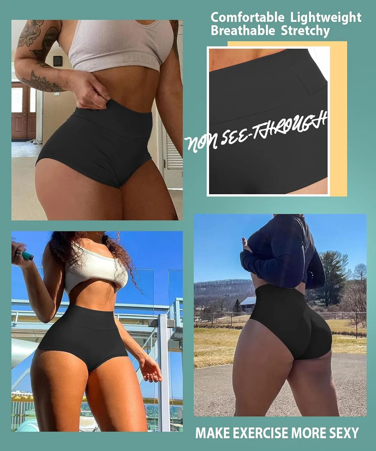 Women's High Waist Yoga Booty Shorts Workout Spandex Dance Hot Pants Butt Lifting Leggings Rave Outfits