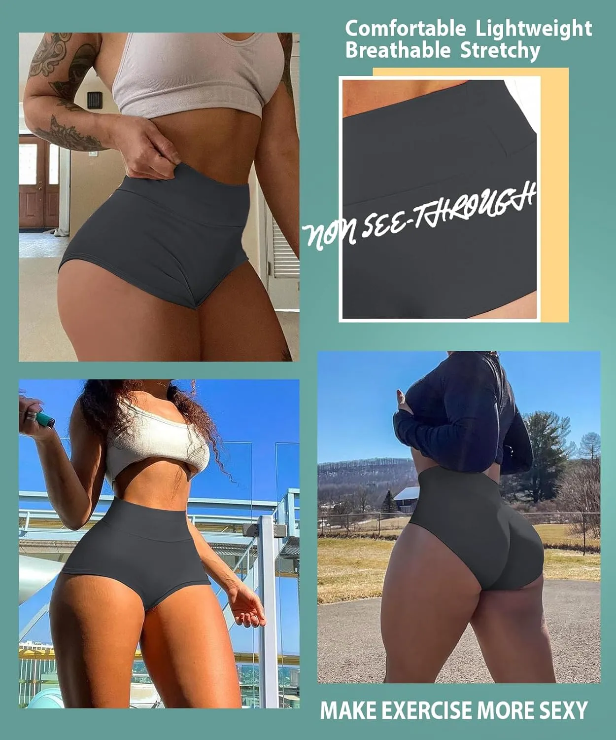 Women's High Waist Yoga Booty Shorts Workout Spandex Dance Hot Pants Butt Lifting Leggings Rave Outfits