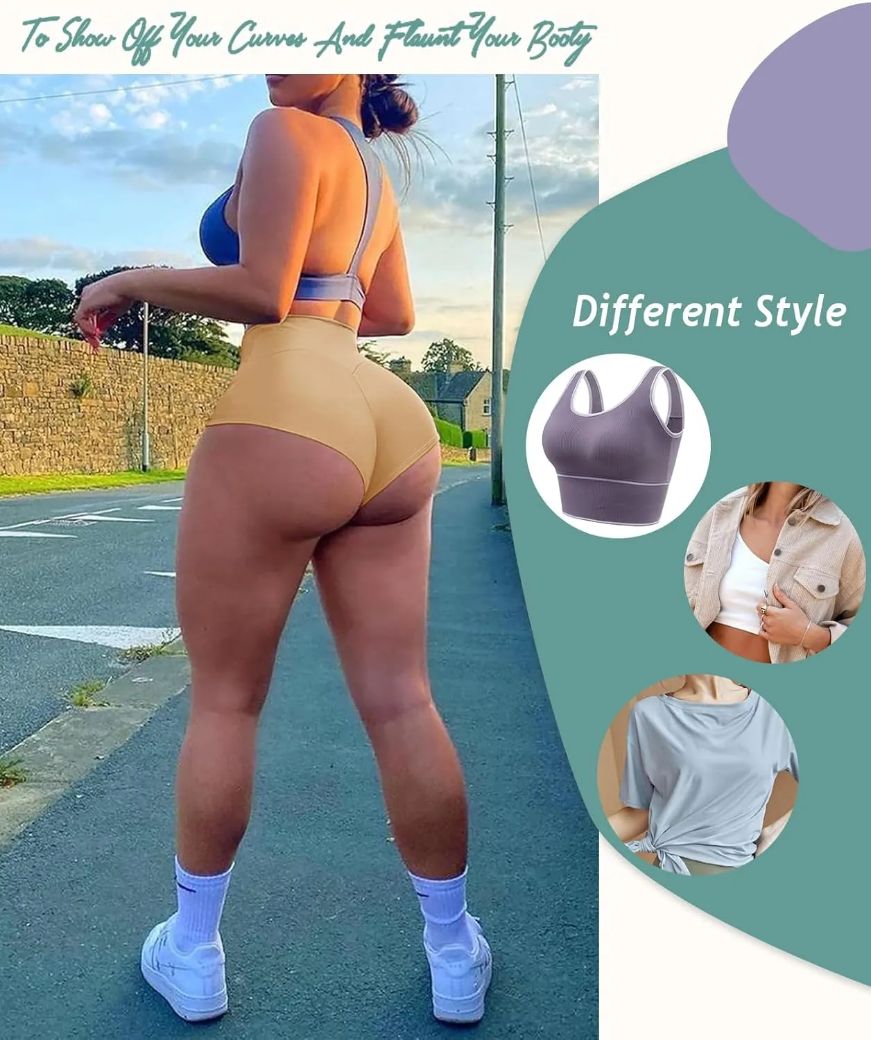 Women's High Waist Yoga Booty Shorts Workout Spandex Dance Hot Pants Butt Lifting Leggings Rave Outfits