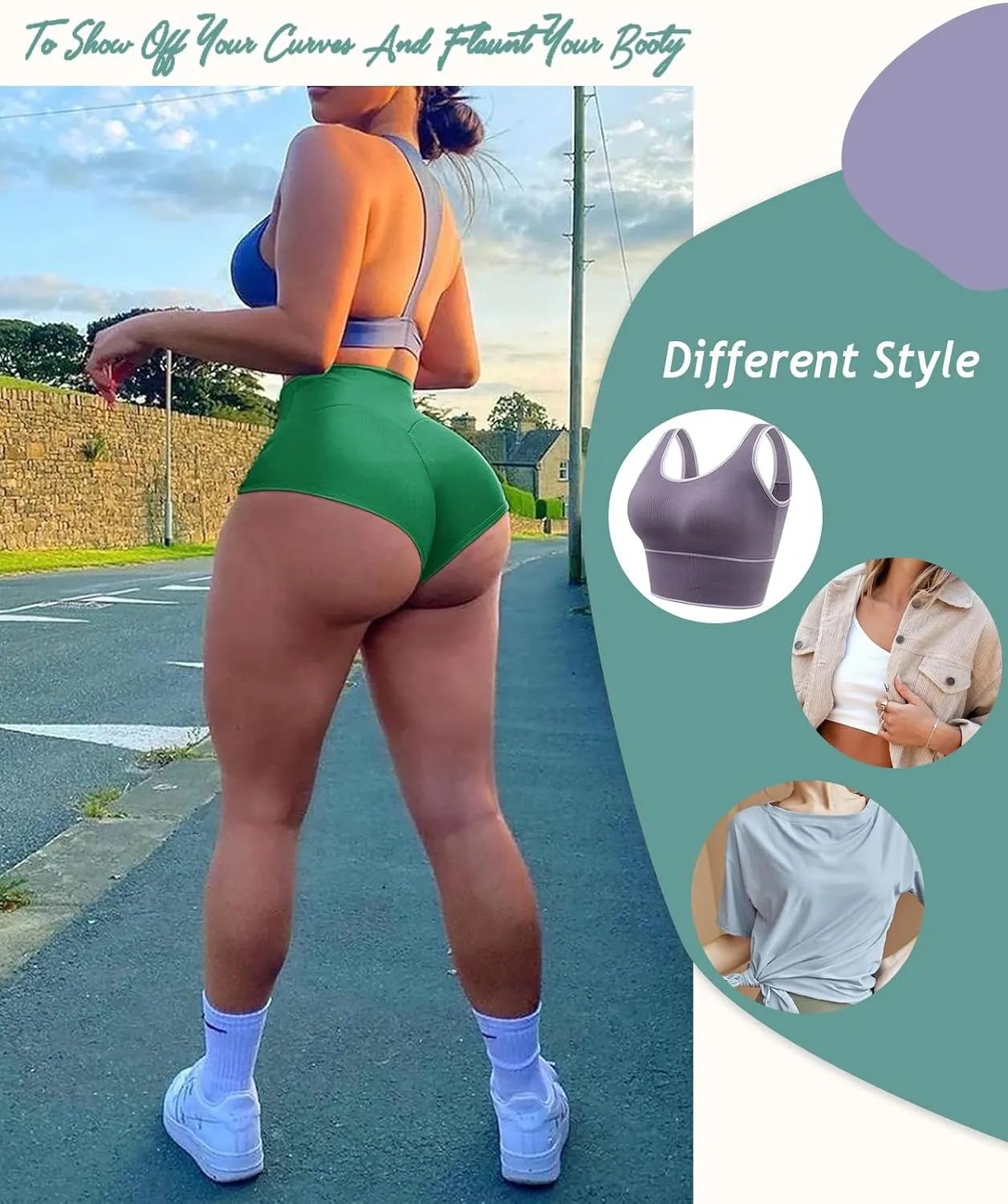 Women's High Waist Yoga Booty Shorts Workout Spandex Dance Hot Pants Butt Lifting Leggings Rave Outfits