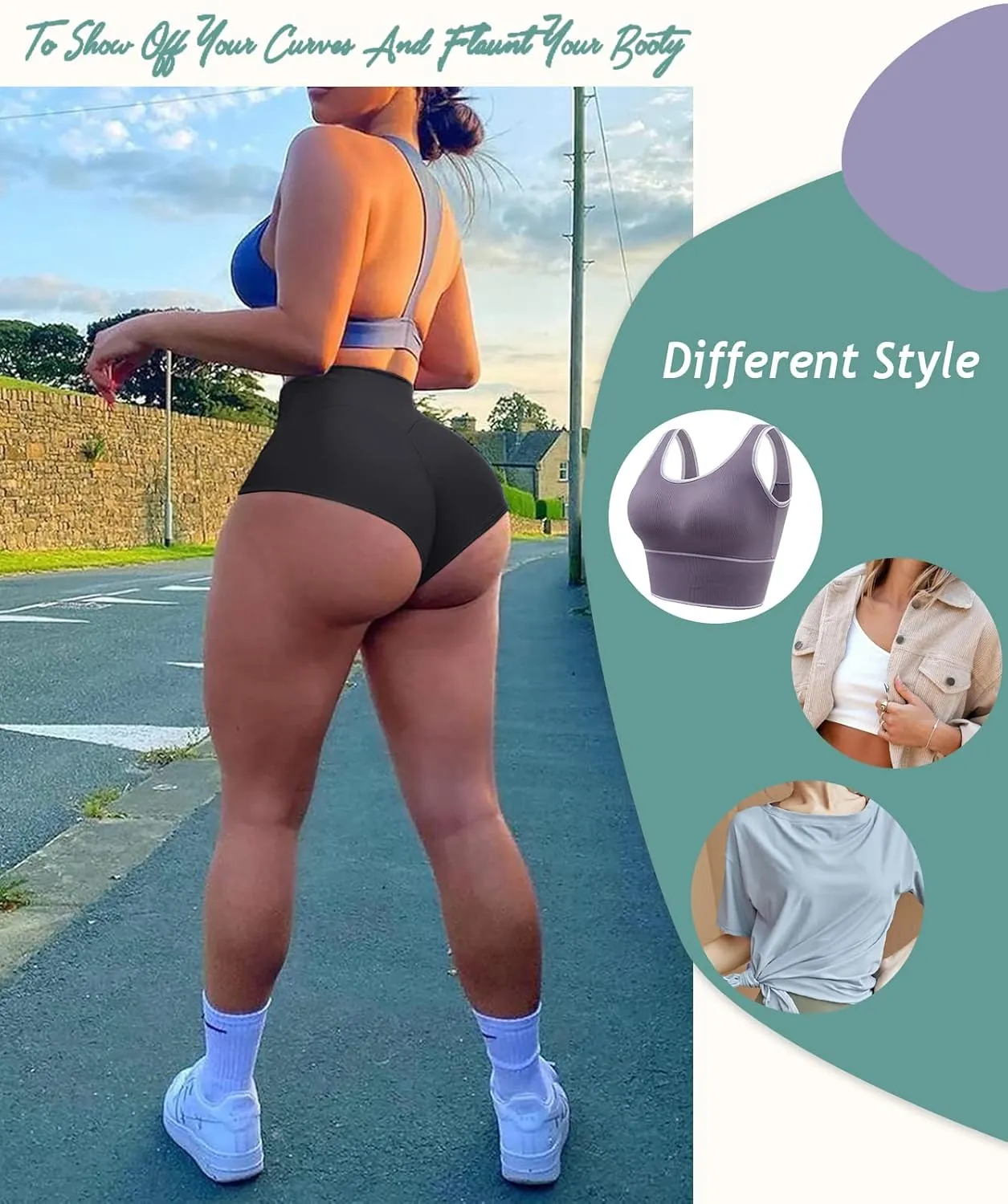 Women's High Waist Yoga Booty Shorts Workout Spandex Dance Hot Pants Butt Lifting Leggings Rave Outfits