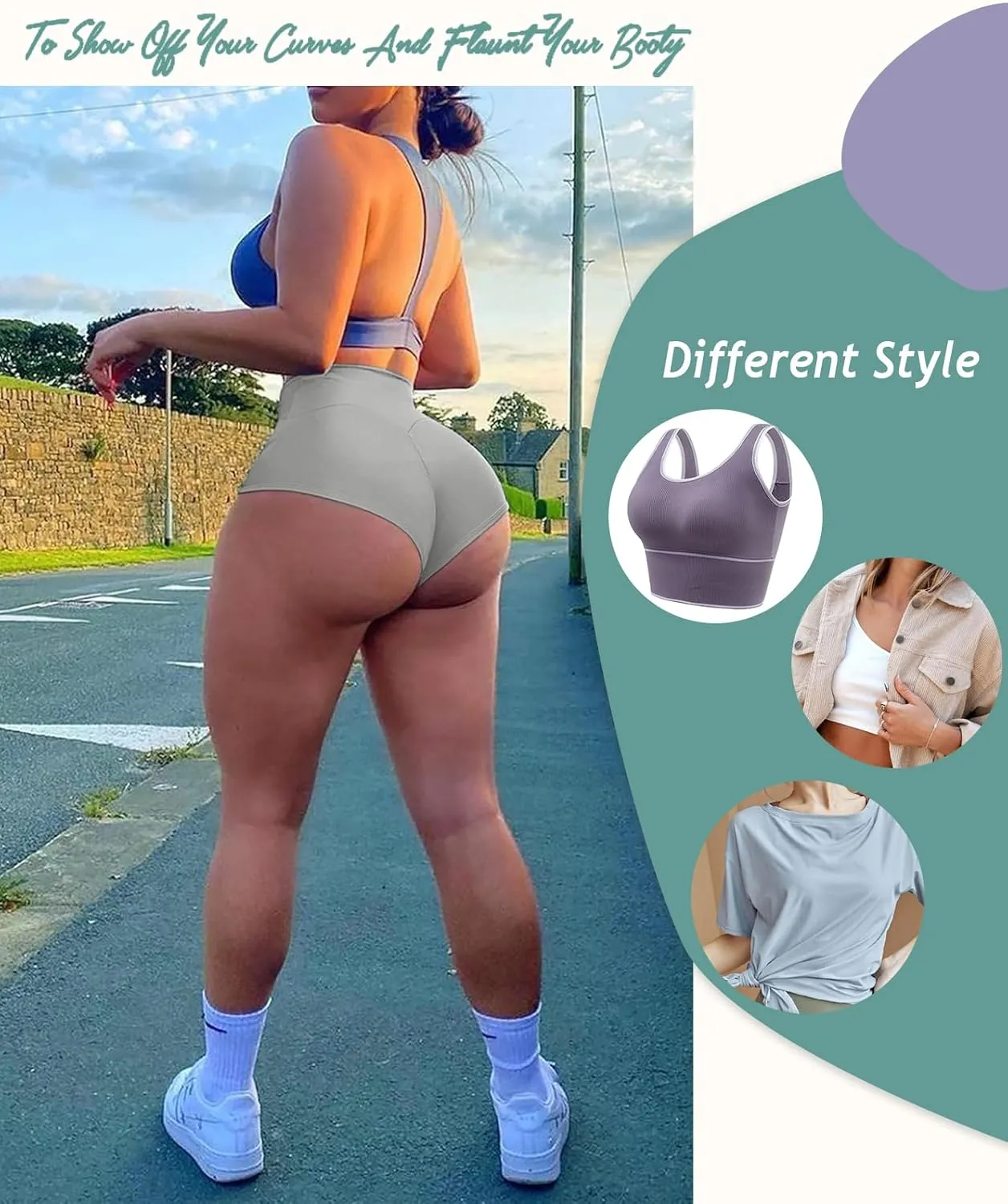 Women's High Waist Yoga Booty Shorts Workout Spandex Dance Hot Pants Butt Lifting Leggings Rave Outfits