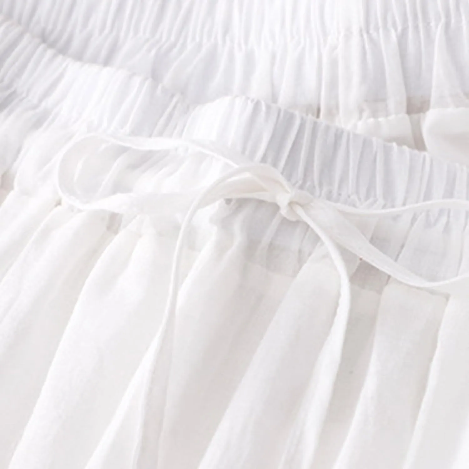 Women's Lace Cotton Linen Skirt Trendy Lightweight Midi Length Skirt Drawstring Waist A Line Beach Flowy Long Skirts