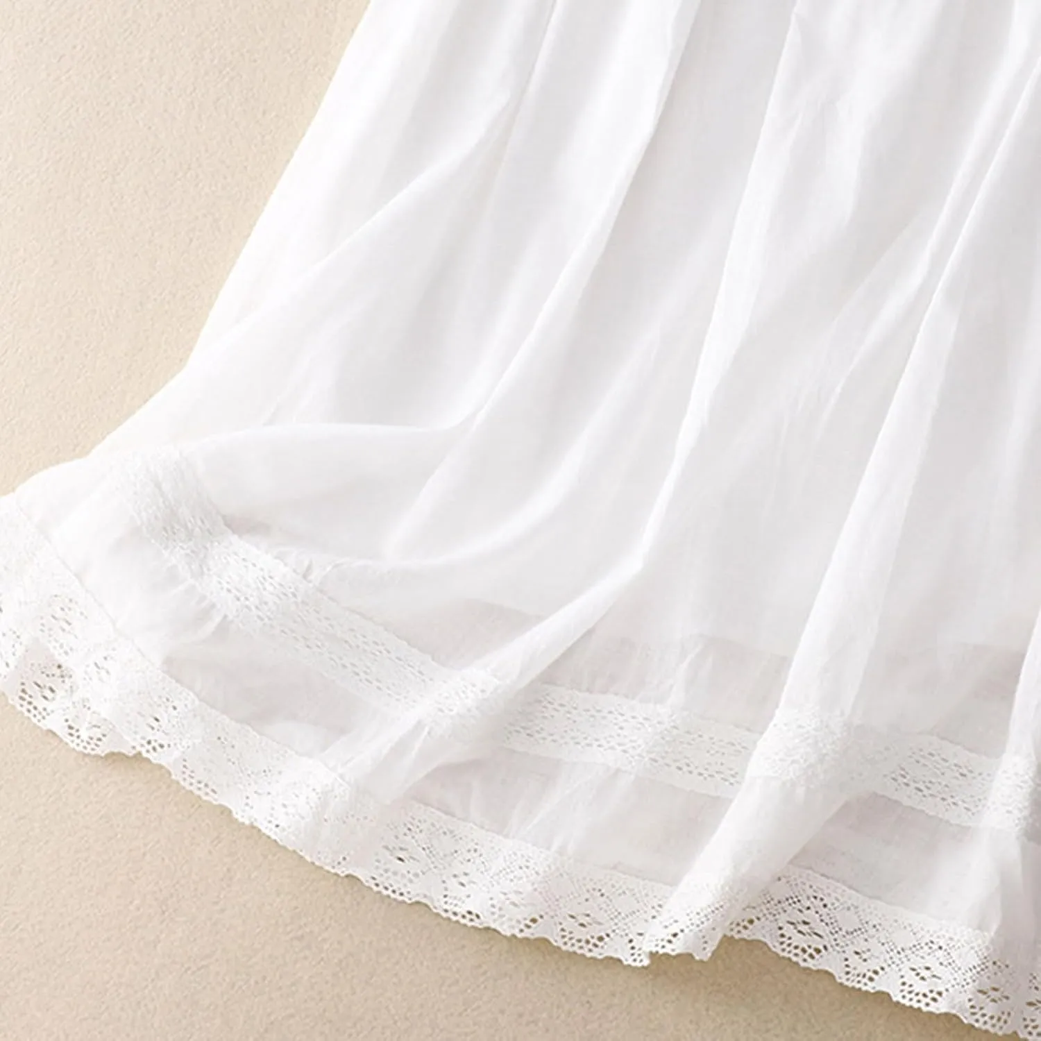 Women's Lace Cotton Linen Skirt Trendy Lightweight Midi Length Skirt Drawstring Waist A Line Beach Flowy Long Skirts