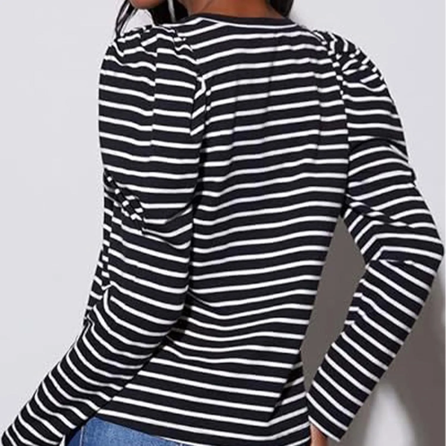 Womens Long Length Sleeve Tops Blouse Neck Shirts Long Tunic Sleeve Women's Striped Boatneck Shirt Frenchy Cotton
