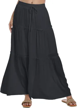 Women's Maxi Skirt Tiered Long Skirts A-Line High Waist Summer Vacation Boho Flowy Skirts 2025