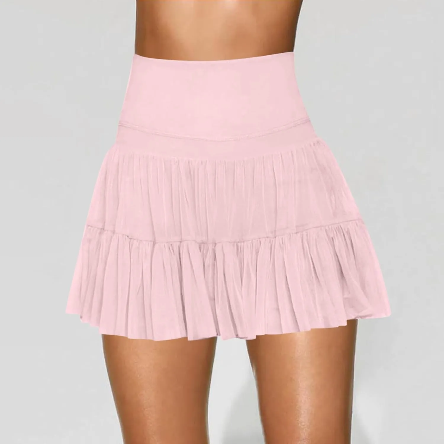Women's Mini Tutu Skirt Skort Flowy High Waisted Tiered Ruffle Tennis Athletic Skater Golf Skirts with Built in Shorts