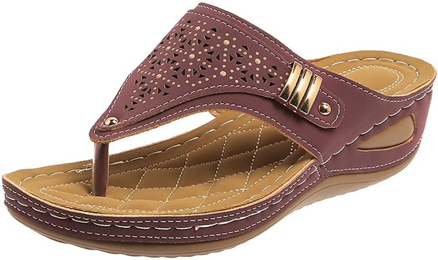 Womens Orthopedic Sandals,Breathable Mesh Hollow Sandals Summer Thong Slip On Flip Flops Comfortable Dressy Sandals