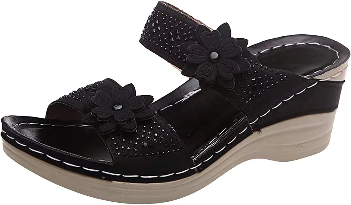 Womens Orthopedic Slides with Arch Support Summer Sandals Comfortable Walking Shoes Adjustable Straps Lightweight Beach Casual Outdoor Plantar Fasciitis Recovery