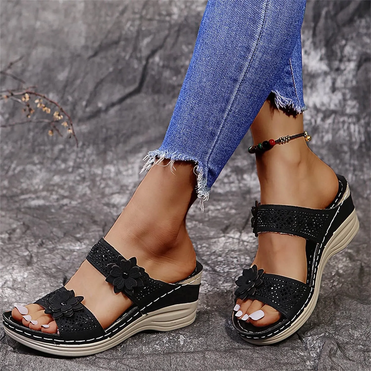 Womens Orthopedic Slides with Arch Support Summer Sandals Comfortable Walking Shoes Adjustable Straps Lightweight Beach Casual Outdoor Plantar Fasciitis Recovery