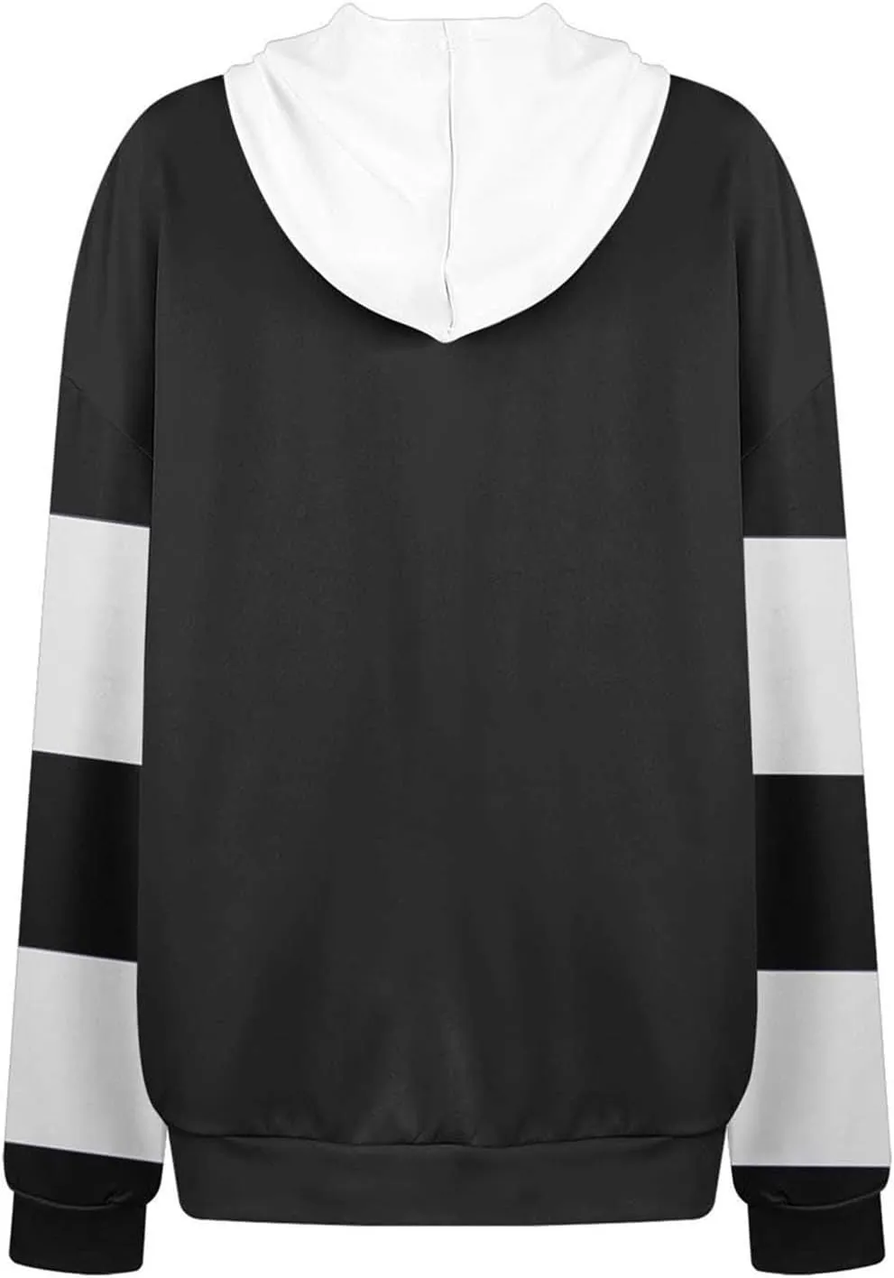 Women's Oversized Color Block Hooded Sweatshirt Fall Fashion Long Sleeve Drawstring Casual Pullover Tops with Pocket