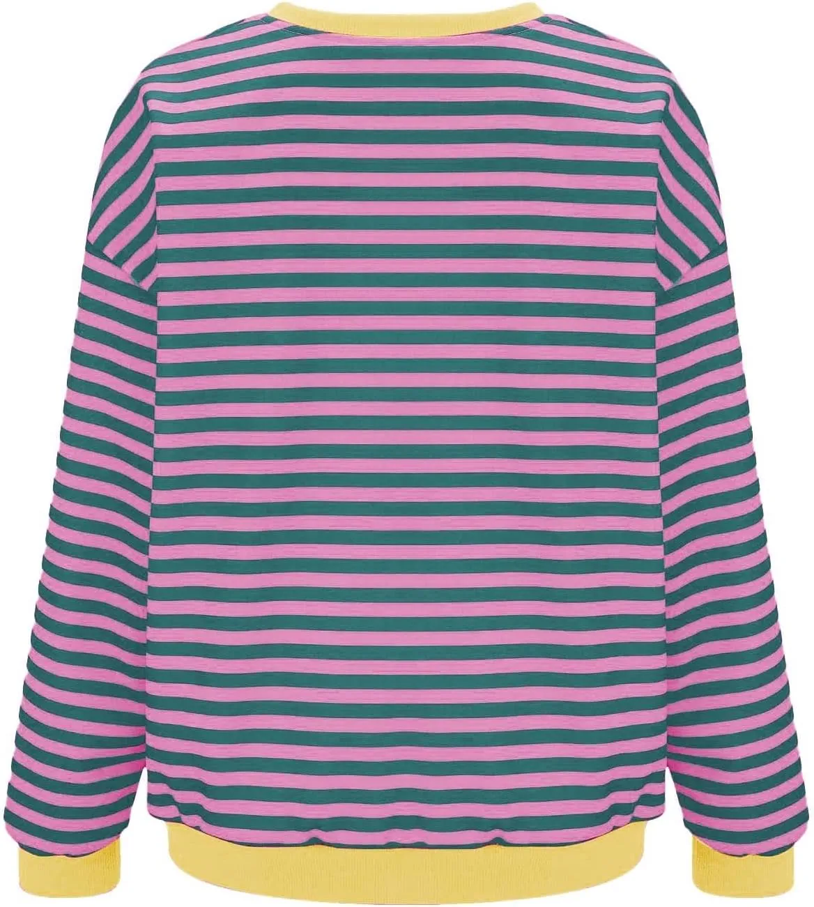 Womens Oversized Sweatshirts Striped Color Block Crewneck Long Sleeve Loose Fit Pullerover T Shirts Autumn Casual Tops