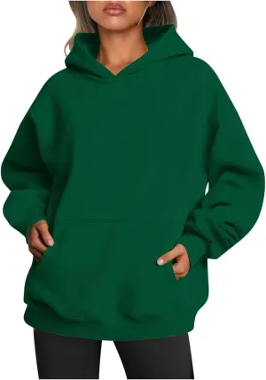 Womens Plain Hoodies Sweatshirts Ladies Fleece Sweaters Long Sleeve Hooded Pullover Tunic Tops Oversized Sweatshirt