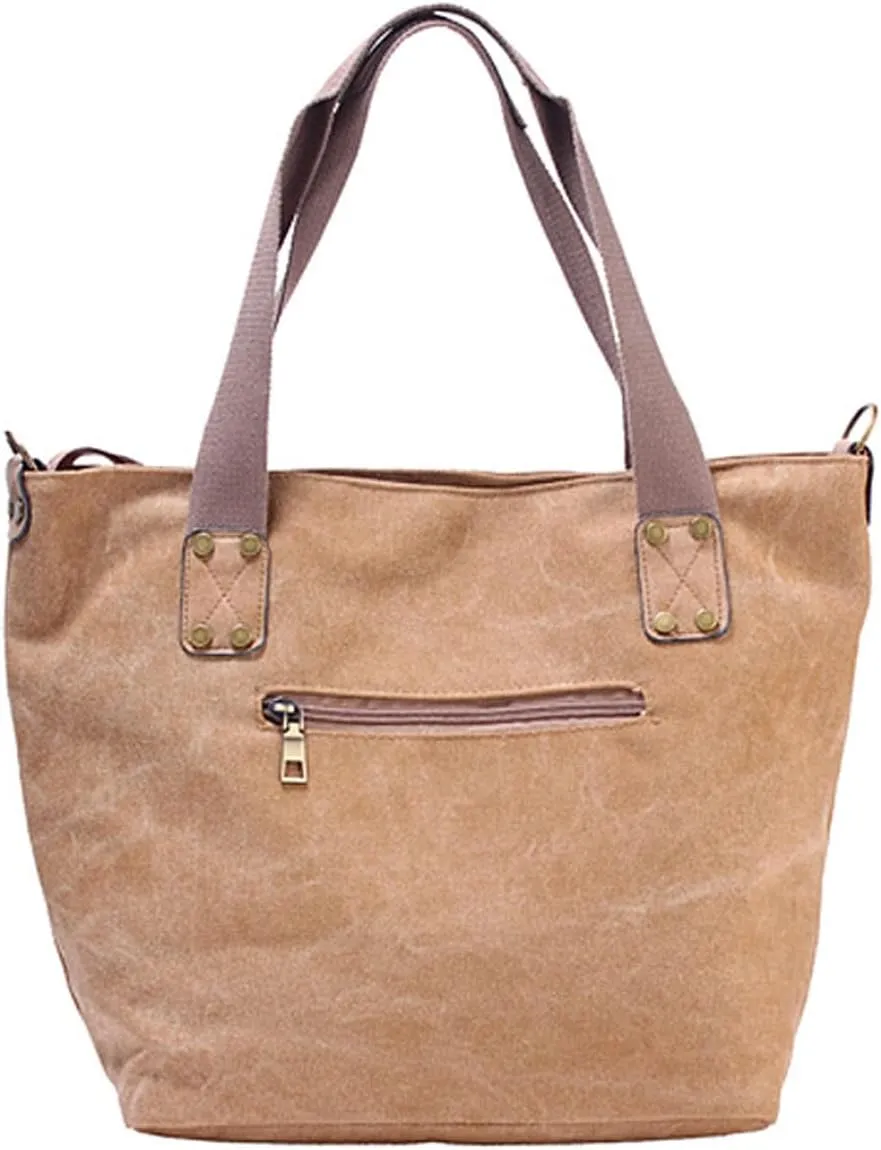 Women's printed letter canvas shoulder bag large size multi-function travel handbag