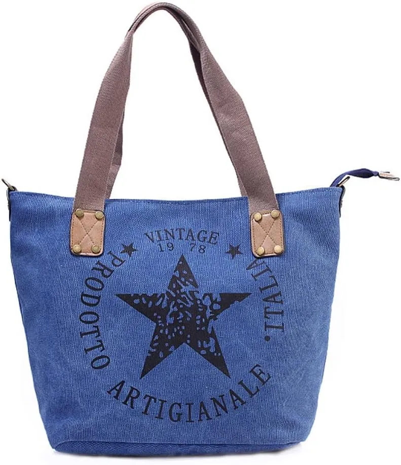 Women's printed letter canvas shoulder bag large size multi-function travel handbag