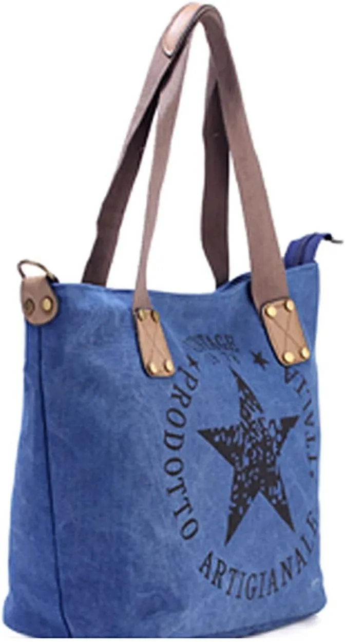 Women's printed letter canvas shoulder bag large size multi-function travel handbag