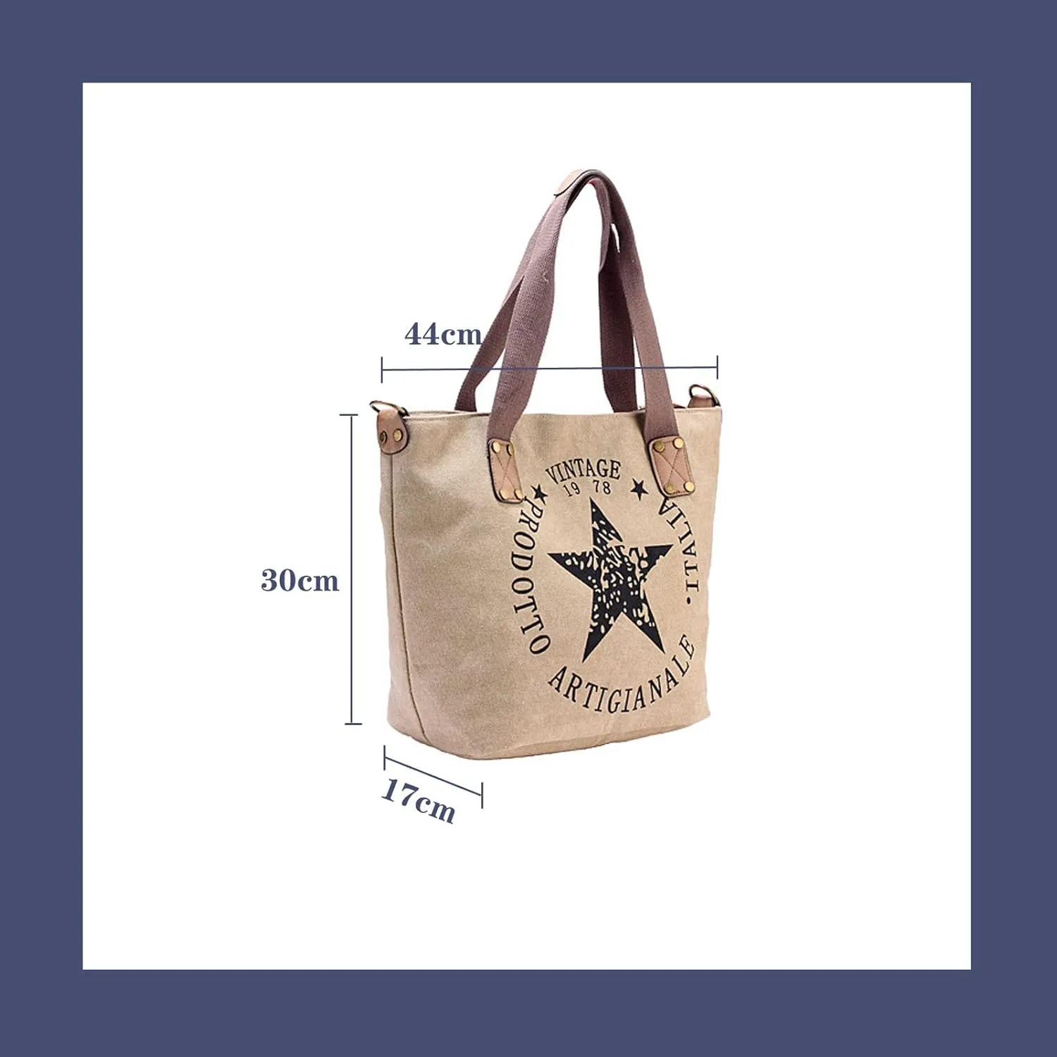 Women's printed letter canvas shoulder bag large size multi-function travel handbag
