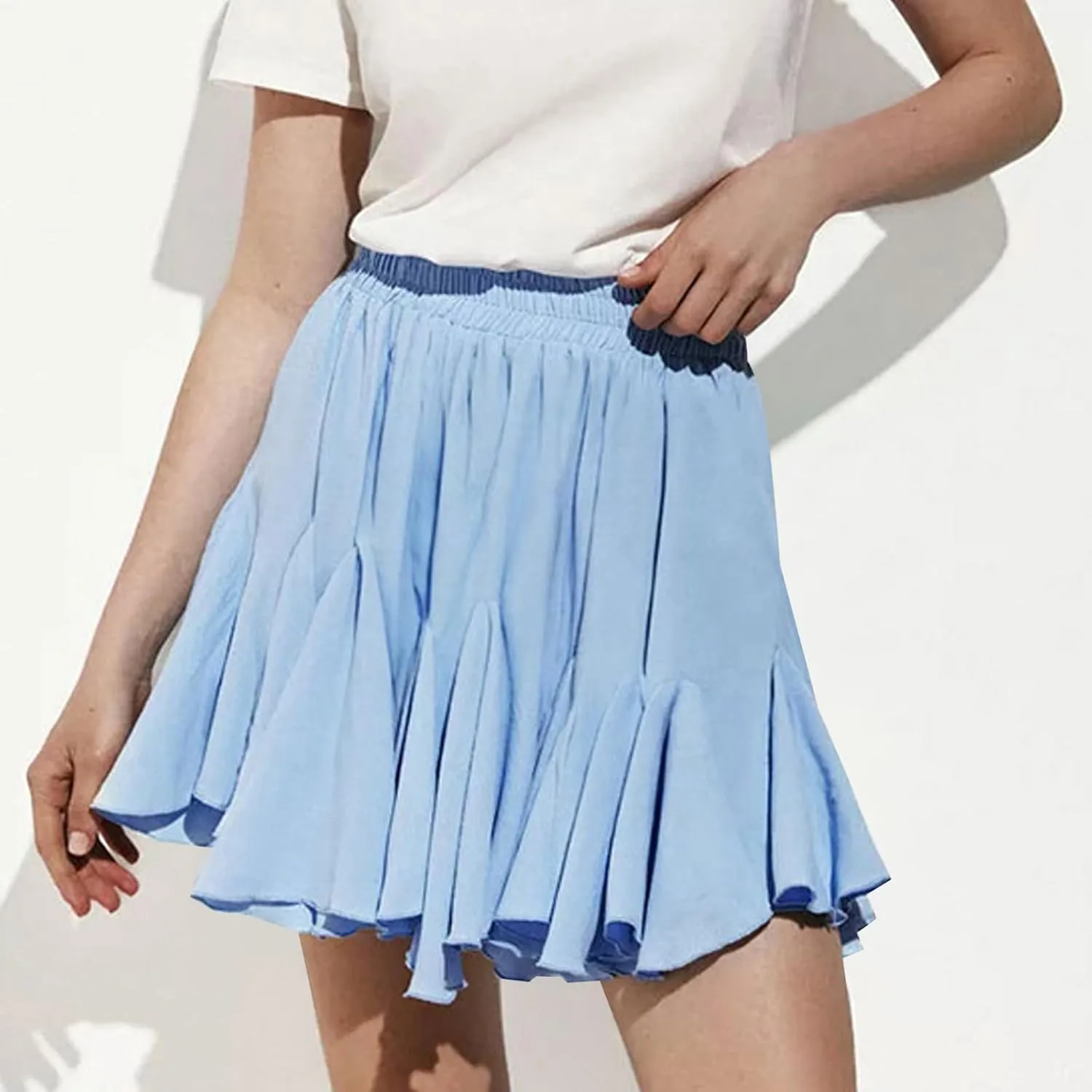Womens Ruched High Cut Cheerleader Cosplay Basic Mini Little Skirt for Women Skorts 2025