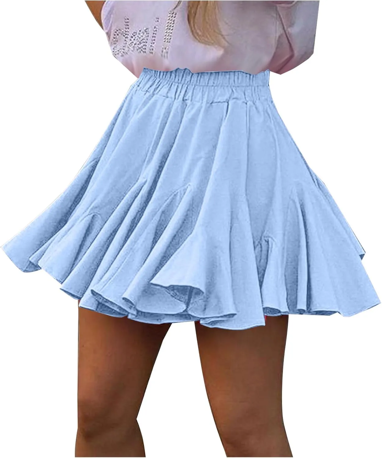 Womens Ruched High Cut Cheerleader Cosplay Basic Mini Little Skirt for Women Skorts 2025