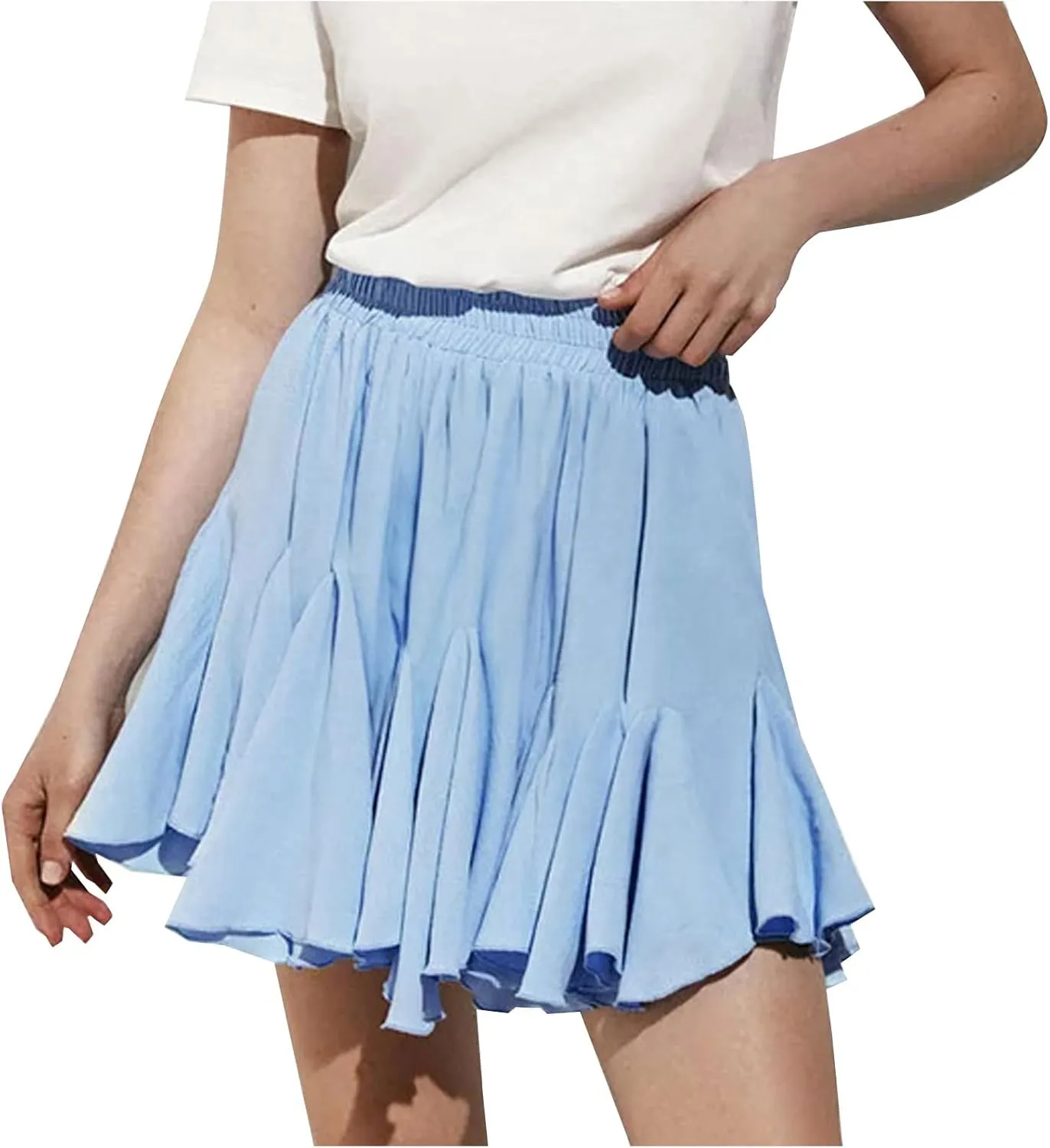 Womens Ruched High Cut Cheerleader Cosplay Basic Mini Little Skirt for Women Skorts 2025