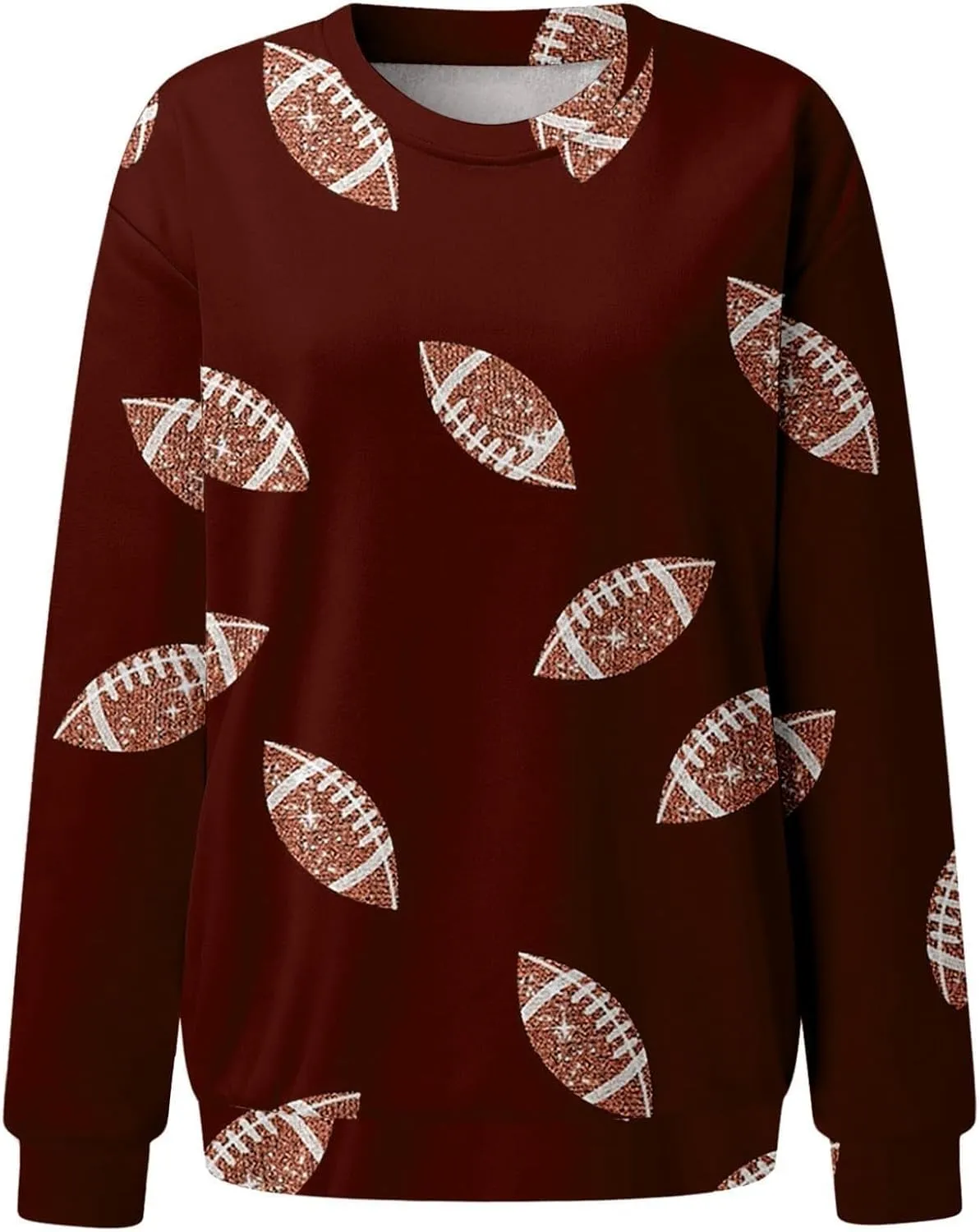 Womens Rugby Print Sweatshirt Casual Loose Crewneck Long Sleeve Drop Shoulder Pullovers Regular Fit Loose Active Tops