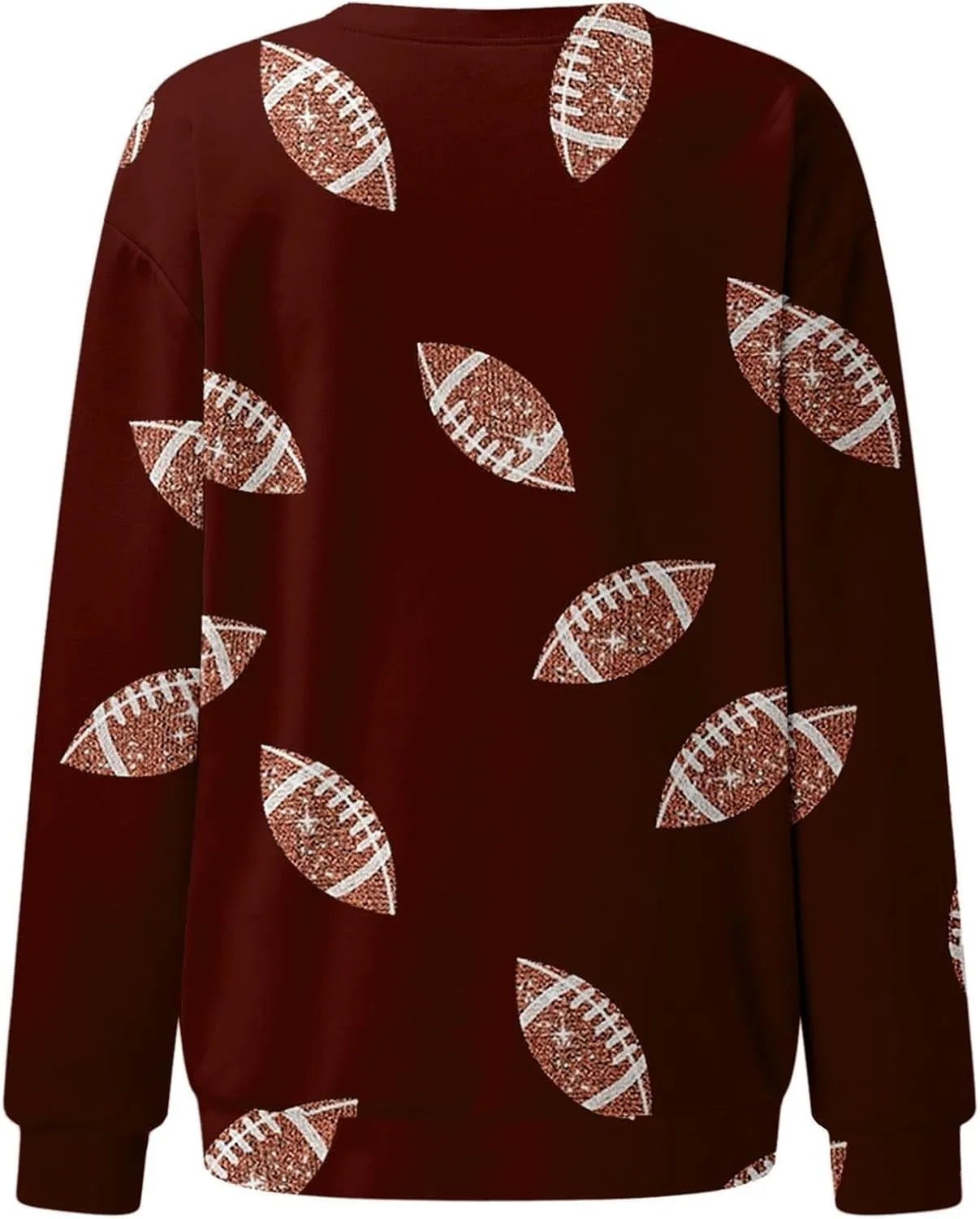 Womens Rugby Print Sweatshirt Casual Loose Crewneck Long Sleeve Drop Shoulder Pullovers Regular Fit Loose Active Tops