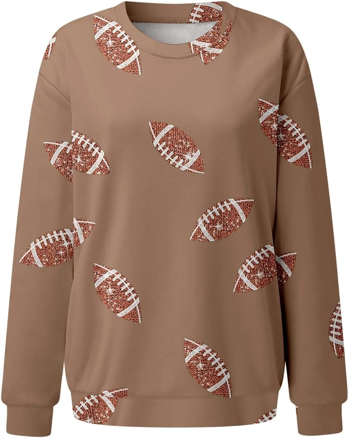 Womens Rugby Print Sweatshirt Casual Loose Crewneck Long Sleeve Drop Shoulder Pullovers Regular Fit Loose Active Tops