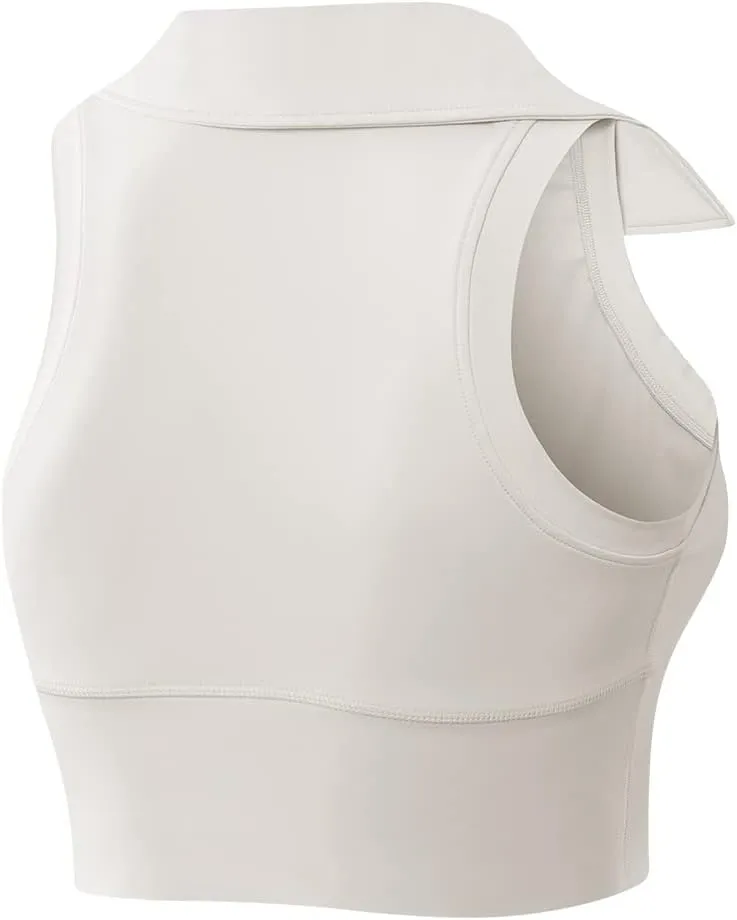 Womens Sleeveless Polo Crop Tops Collar Shirts Workout Crop Tank Tops Cropped Tank Trendy V Neck