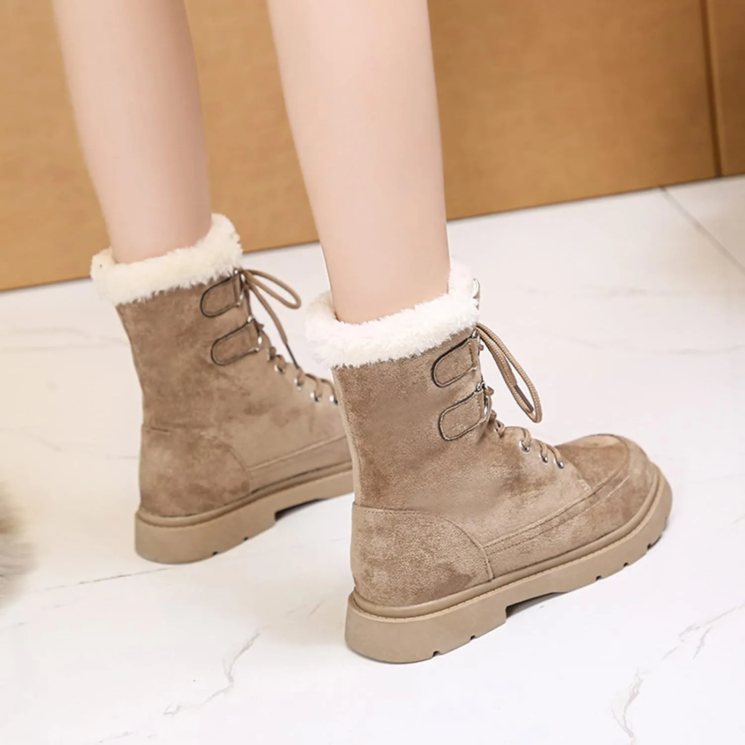 Women's Snow Boots Ankle Snow Boots Size 9 Wide for Women Winter Boots for Women Slip ons Black Leather Winter Boots for Women Womens Tall Winter Boots
